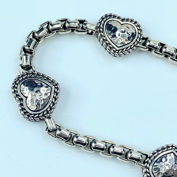 JAI Sterling Silver Symbols of Love Box Chain Station Bracelet JR9288 - Picture 4 of 8